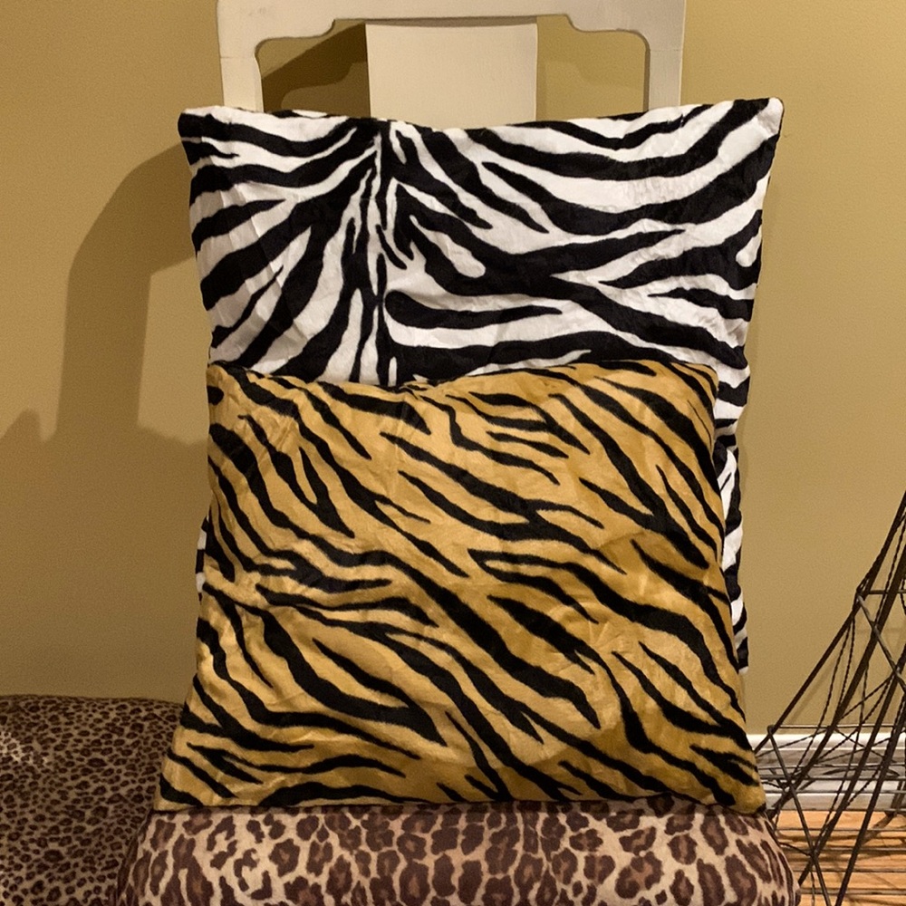 Custom Faux Fur Zebra Pillow size 20” x 20” &/or Custom Tiger Pillow 16” x 13”